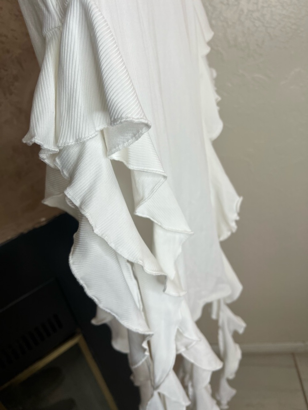 NWT CEFIAN White Ruffle Tie-Hem Slip Dress SMALL - Picture 4 of 4
